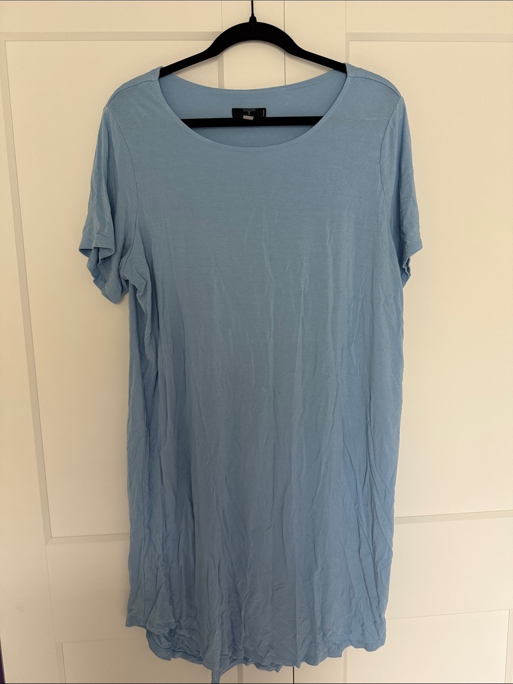 Tahari Light Blue Scoop Neck Tee Dress